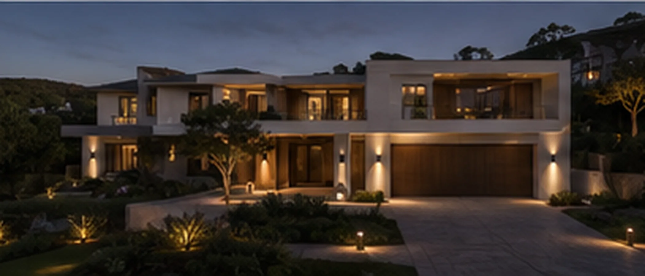 Contemporary estate home in Steyn City with automated exterior and garden lighting