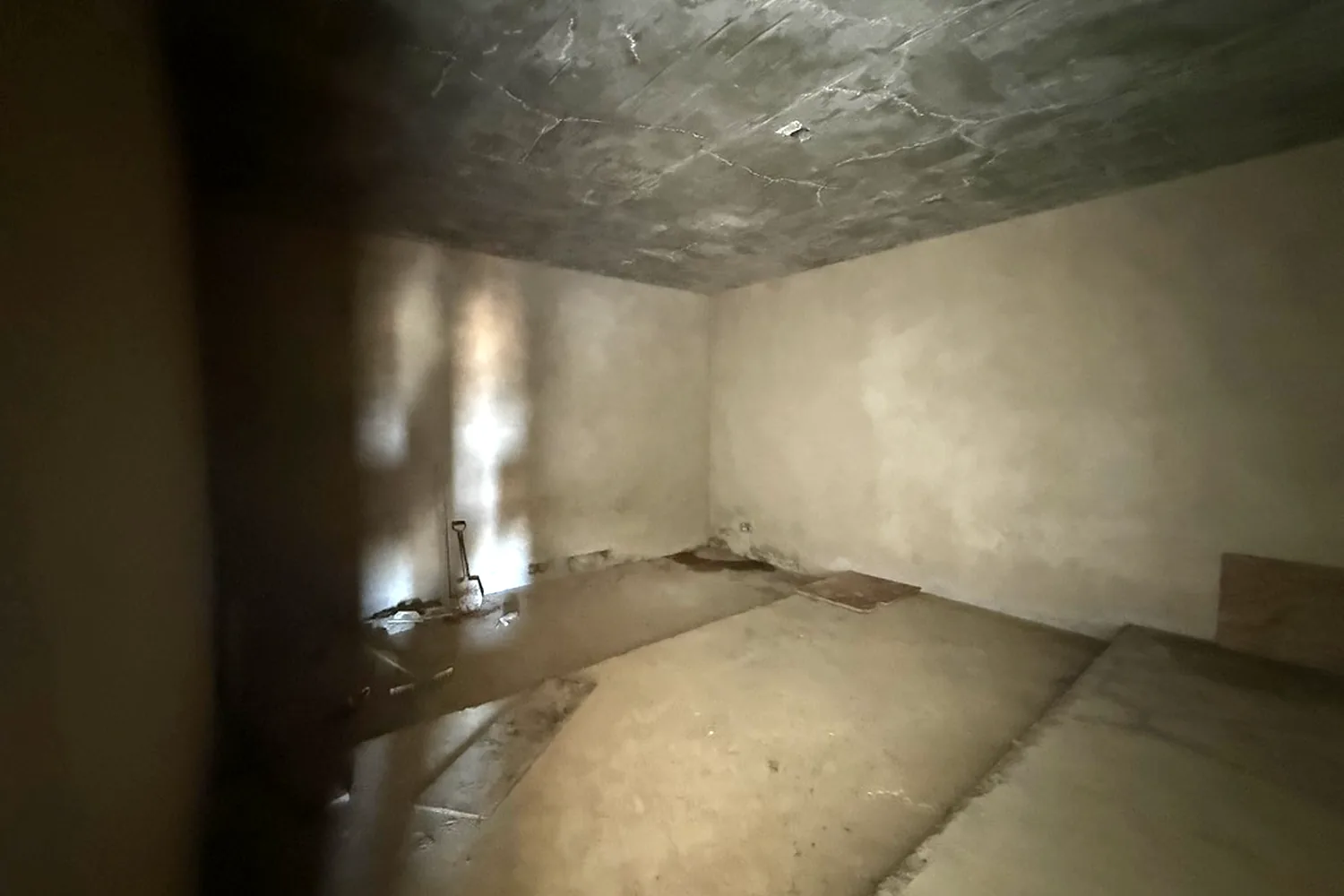 The dedicated cinema room as a bare shell ahead of acoustic treatment