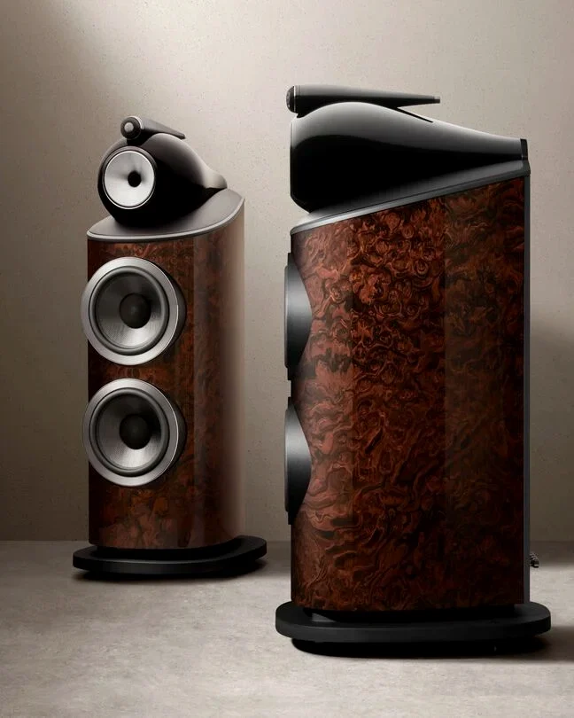 Bowers & Wilkins 801 D4 Signature loudspeakers in figured walnut burl
